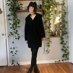 Theory 100% Wool Robe Coat with Hood, Tie, and Pockets - S/M